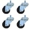 Bk Resources 3-inch Threaded Stem Casters, Hard Rubber Wheels, Brake, 300lb Cap, Grease/Water Resistant, 4PK 3SBR-4ST-HR-PS4 - alternate 3